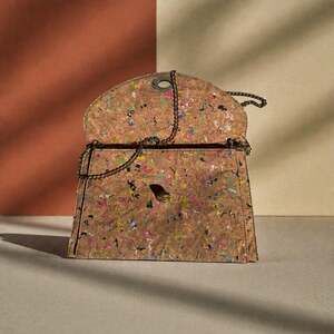 Vintage Street Level Bag Cork Colorful Clutch Long Gold Chain